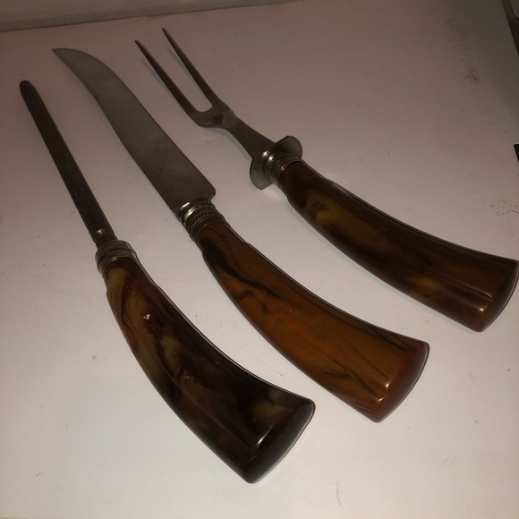 Vintage stainless steel Washington forge Carving Set with Brown Handles - Picture 7 of 7